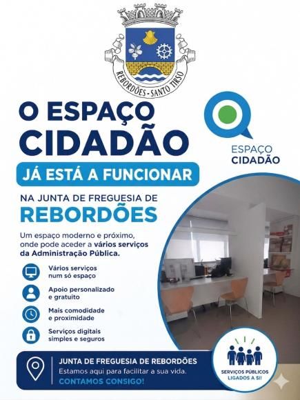 O Espa&ccedil;o Cidad&atilde;o j&aacute; est&aacute; em funcionamento na Junta de Freguesia de Rebord&otilde;es!